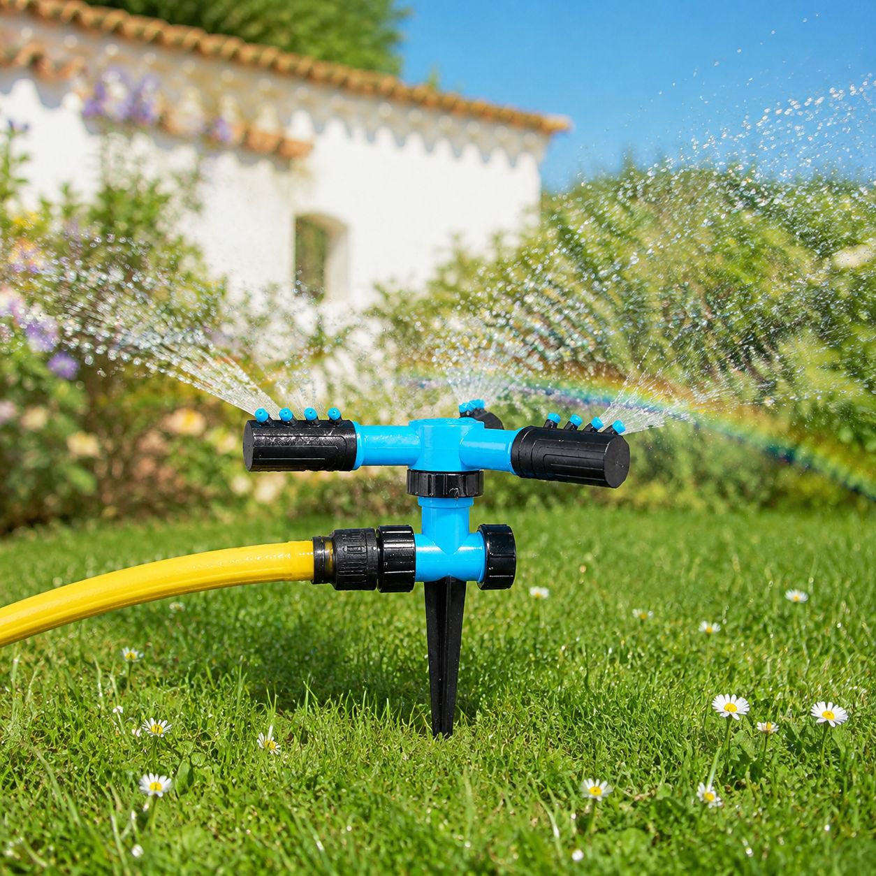 Aspersor Automático Giratorio: Espacio Cómodo para Mascotas y Jardinería
