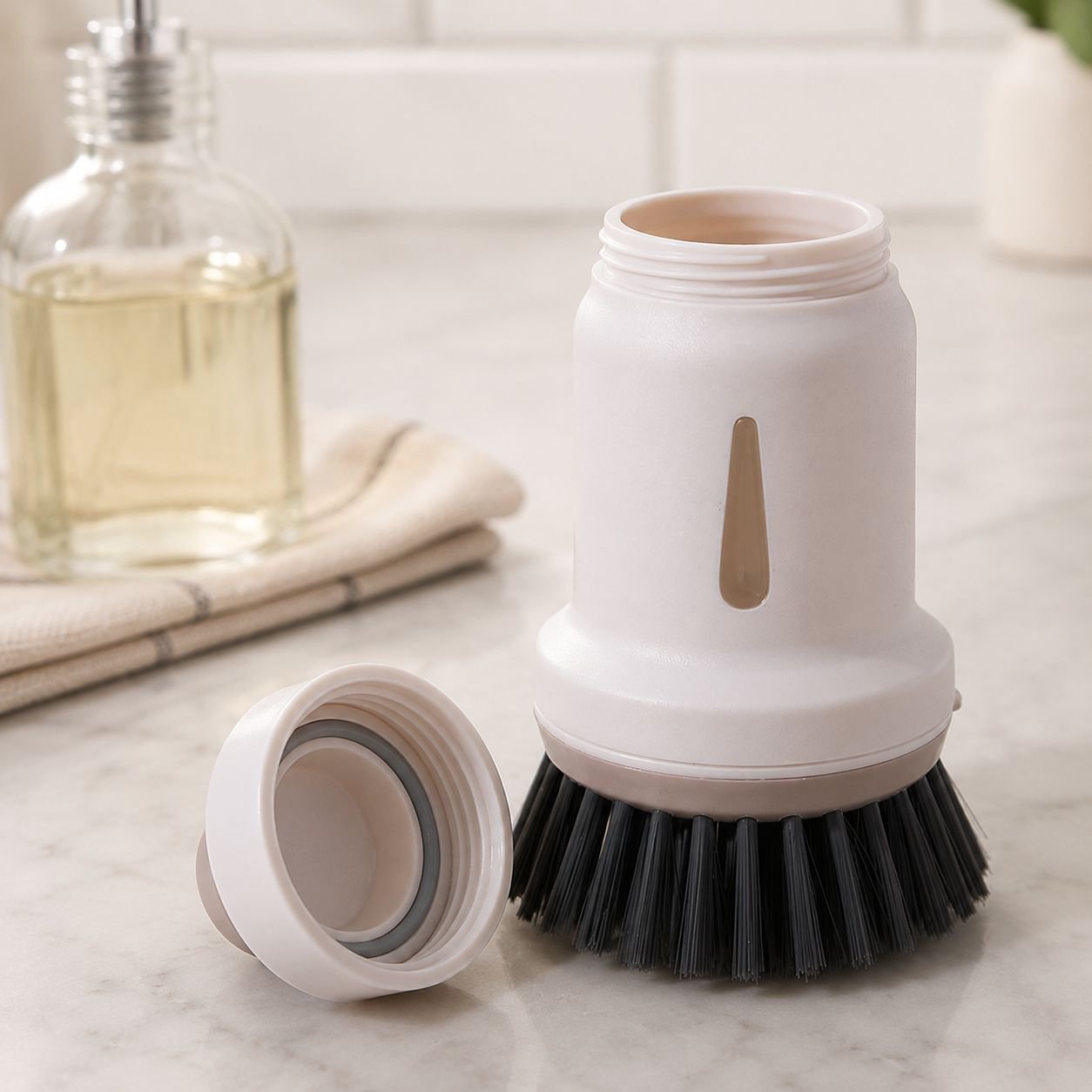 Brosse ergonomique pour entretien facile des casseroles