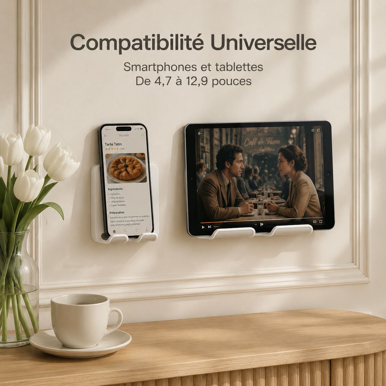 Support mural pour téléphone portable pour salle de bain