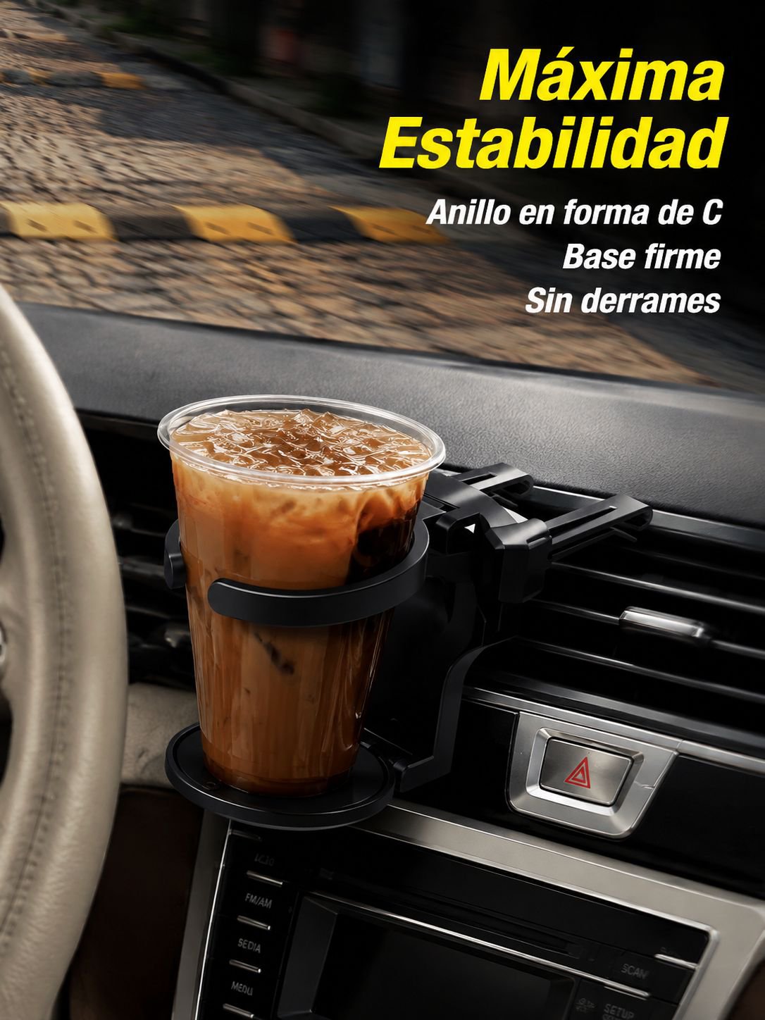 Portavasos multifuncional para coche