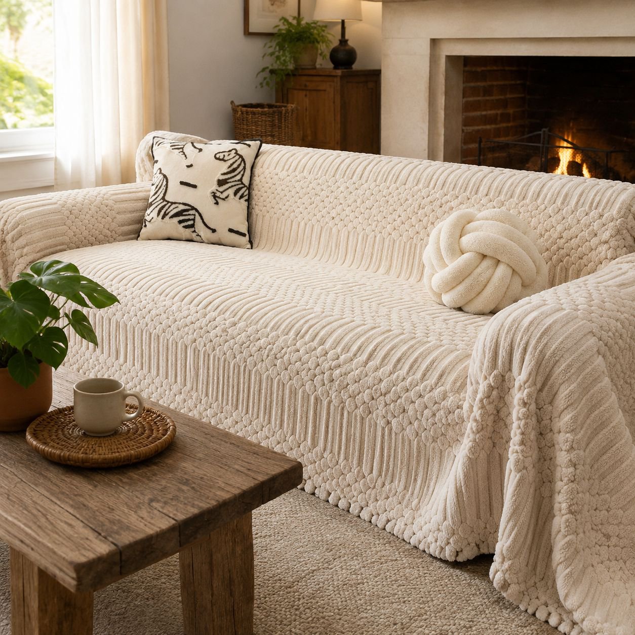 giipet Warm Winter Sofa Cover with Soft Cotton Fleece
