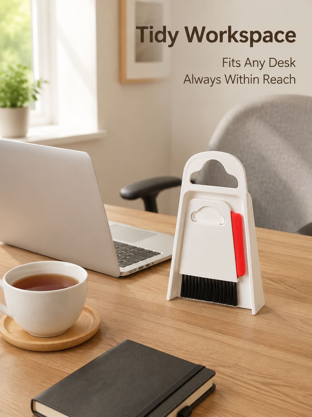 Desktop mini cleaning tool set, includes small broom, dustpan, and cleaning shovel