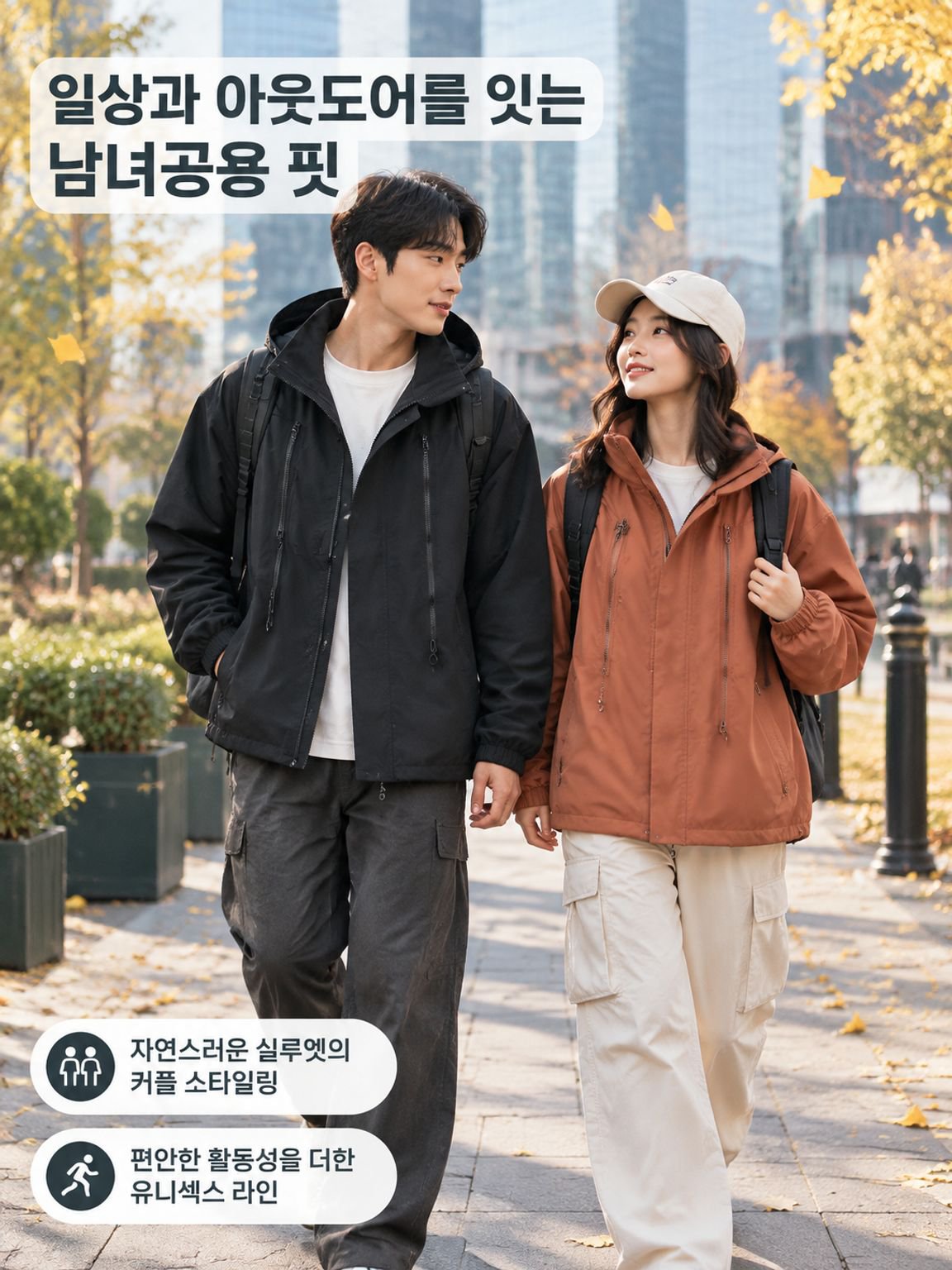 아웃도어 방풍 재킷, 남녀 커플용, 봄가을 시즌 트렌디 브랜드, 탈부착 가능