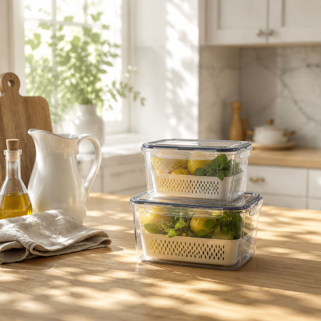 Panier égouttoir et récipient de conservation des aliments