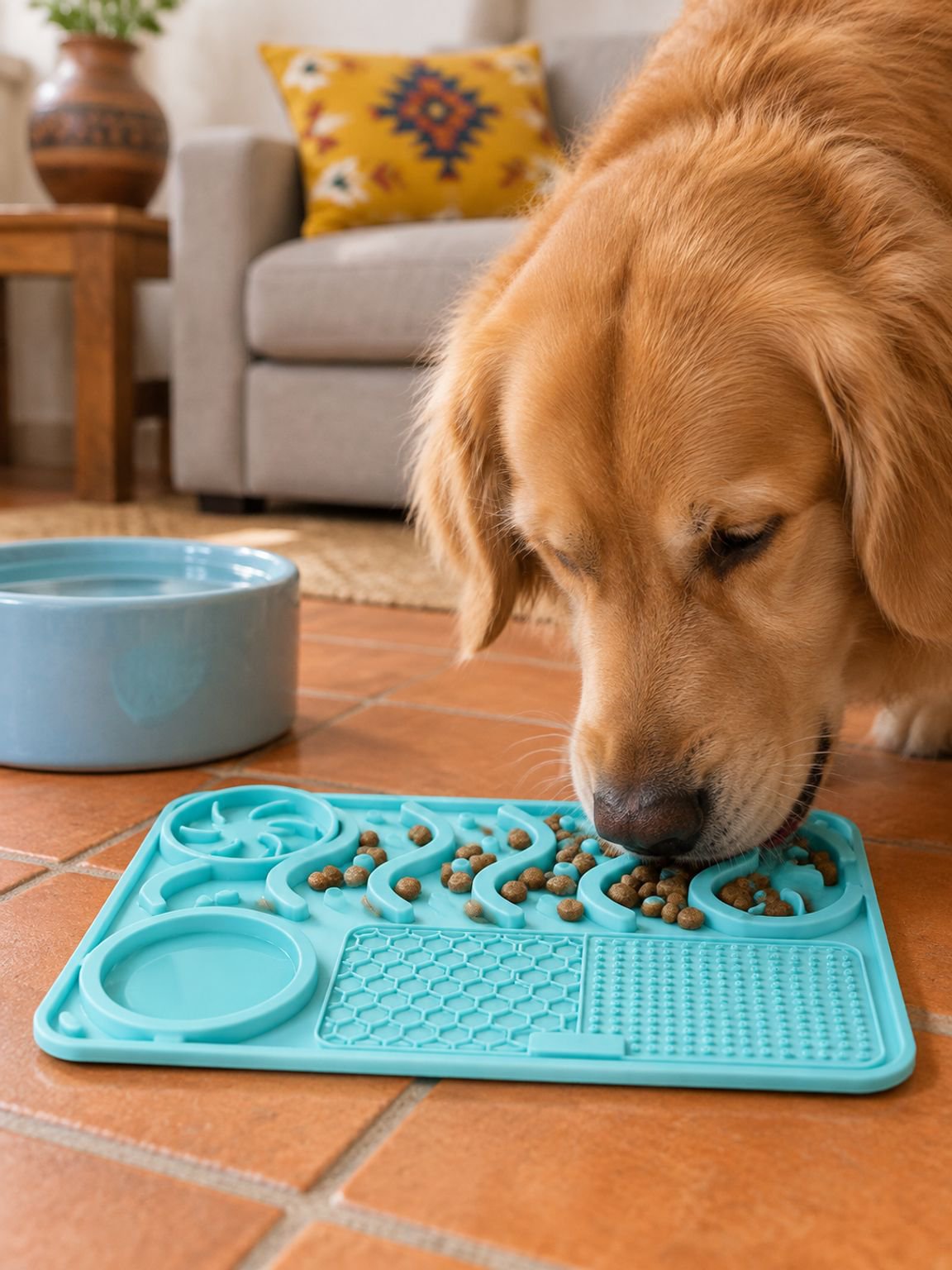 Tapete y comedero lento para perros y gatos