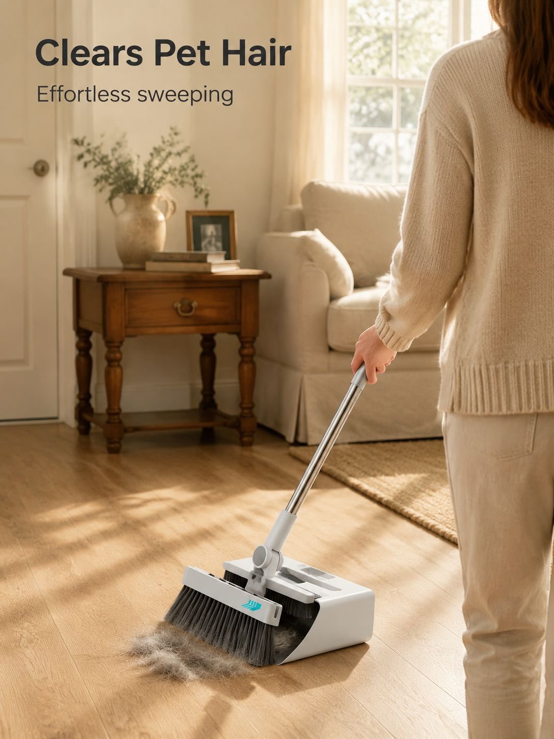 Foldable household broom with ergonomic handle