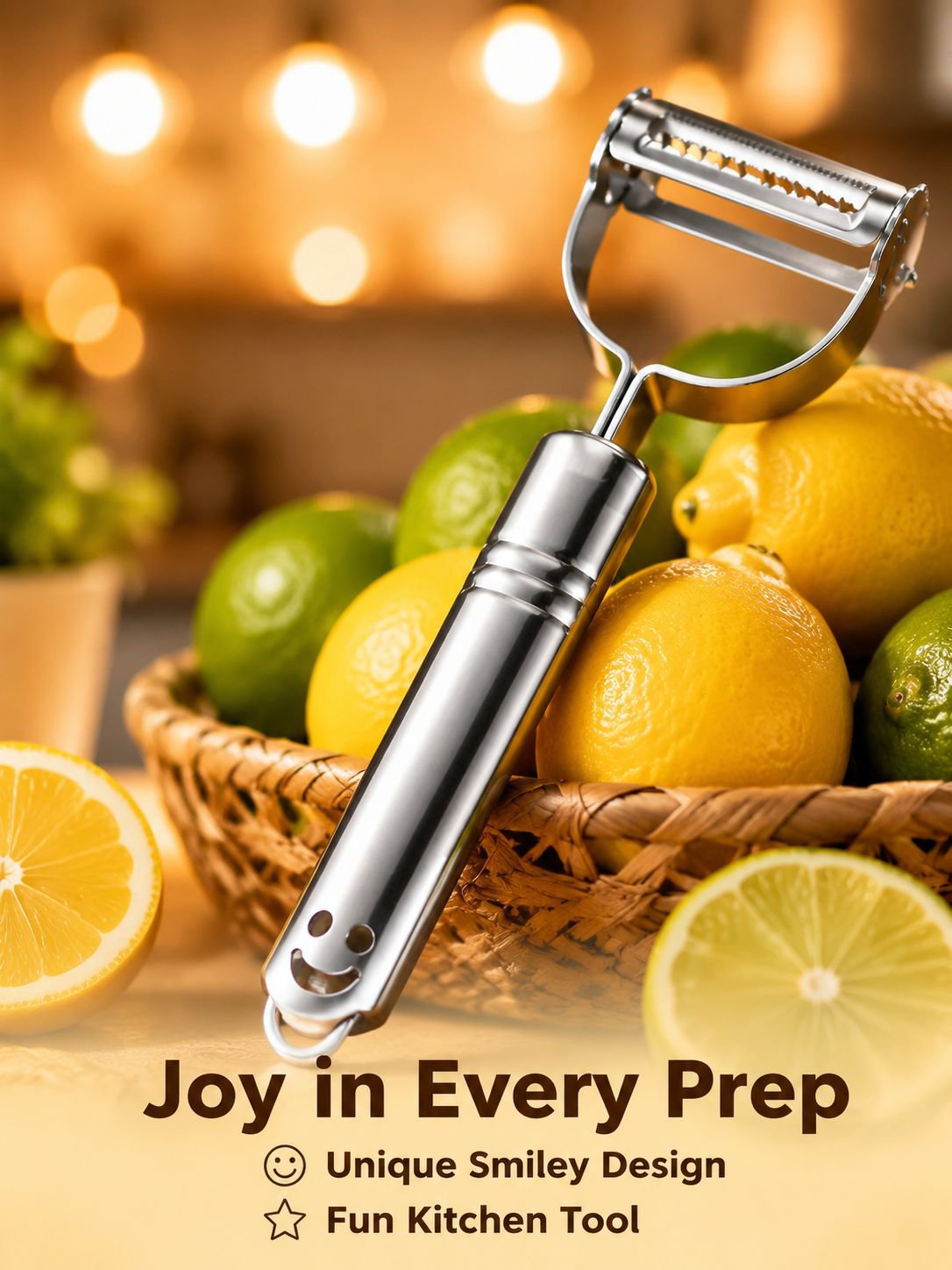 JMY - Stainless Steel Kitchen Gadgets for Restaurants and Homes: Fruit Peeler, Creative Smiley Face 