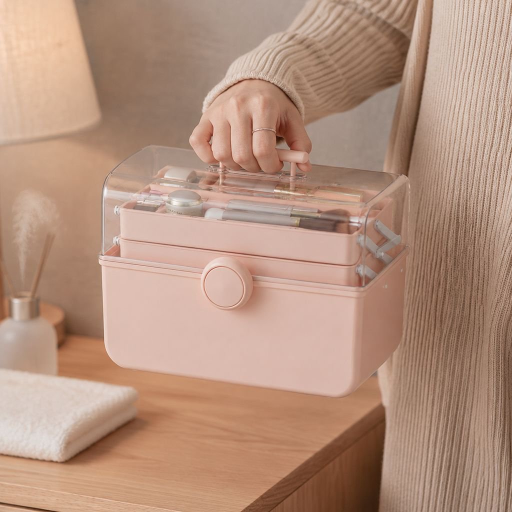 ジュエリー収納ボックス化粧品収納ボックス医薬品収納ボックス大容量プラスチック防塵透明デスクトップポータブルポータブル