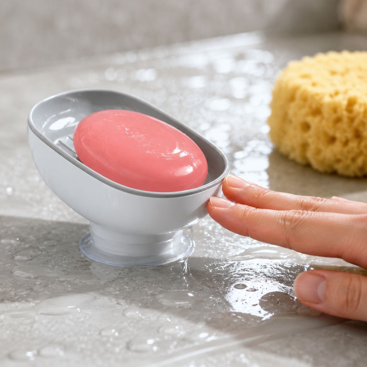 Bathroom Suction Soap Box Organizer with 9-Hole Design, Removable and Easy to Clean