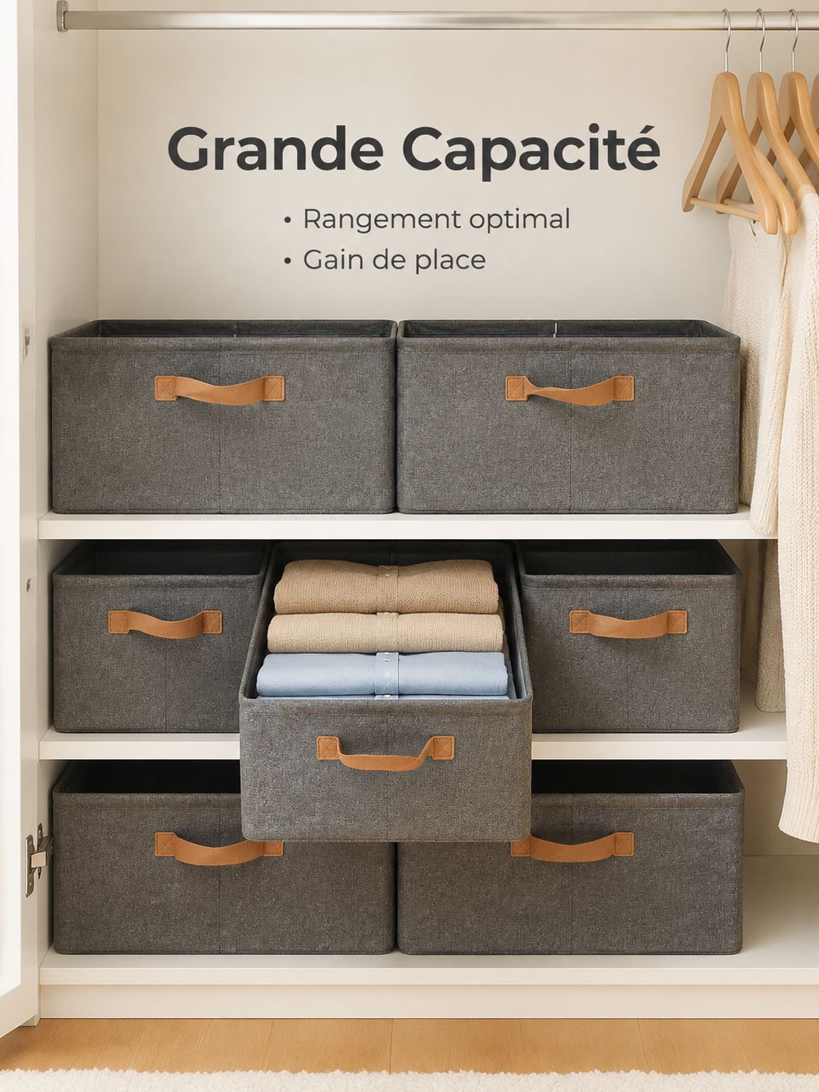 Boîte de rangement à tiroirs avec poignées