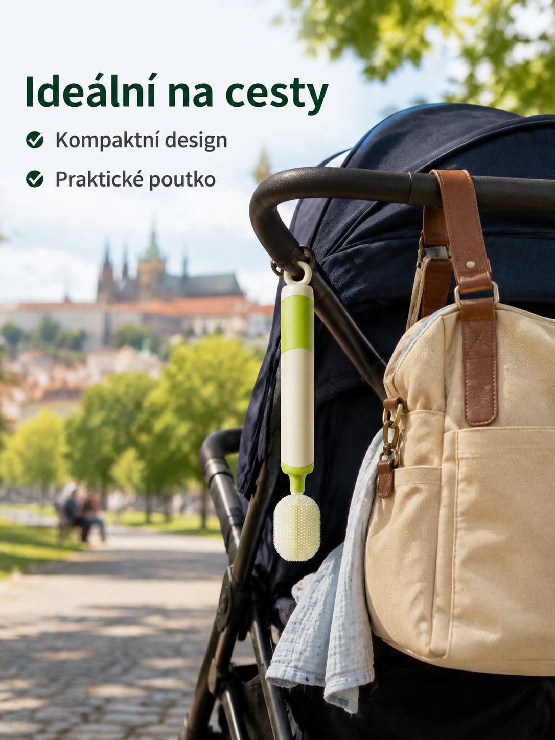 6v1 kartáč na dětské lahve, dlouhá rukojeť, vhodný pro čištění hrnků, dětských lahví a termosky