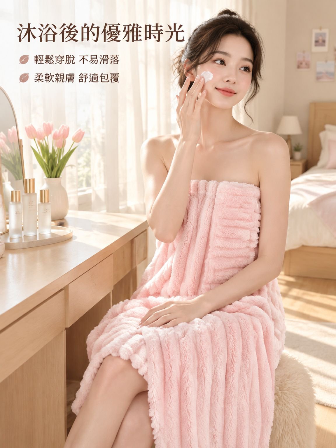 珊瑚絨可穿可裹吸水乾髮浴巾