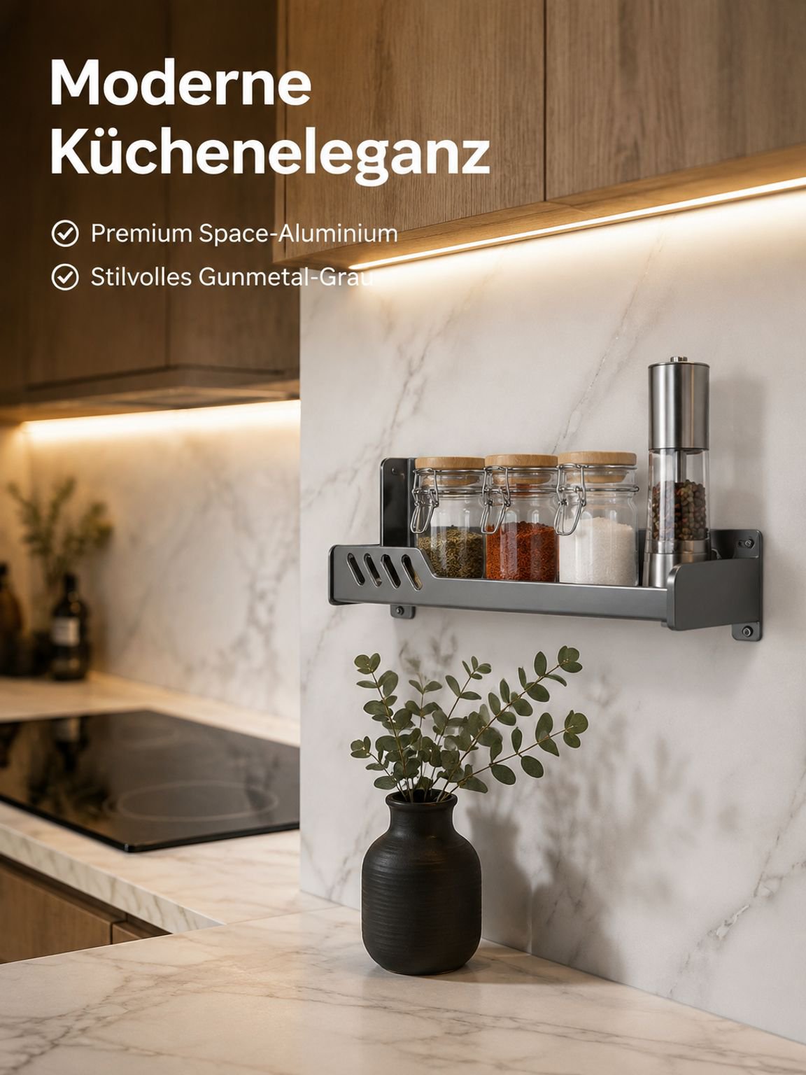 Hängendes Küchenregal für Gewürze – Bohrenfreie Montage