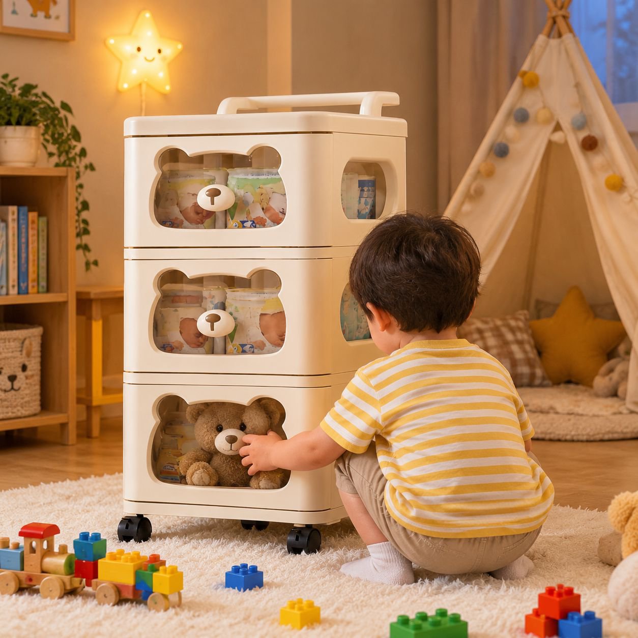 Mehrschichtiges Lagerregal Multifunktions-Haushaltslagerschrank Wohnzimmer Kinderspielzeugschrank Ba