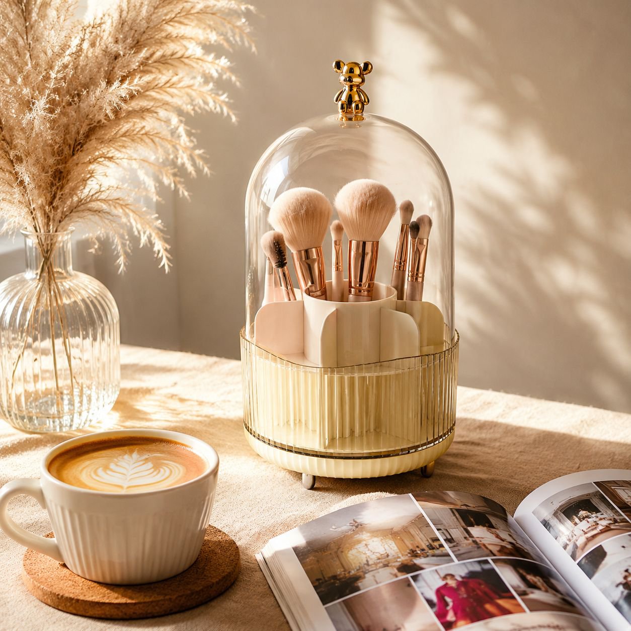 Cute rotating storage box for makeup essentials