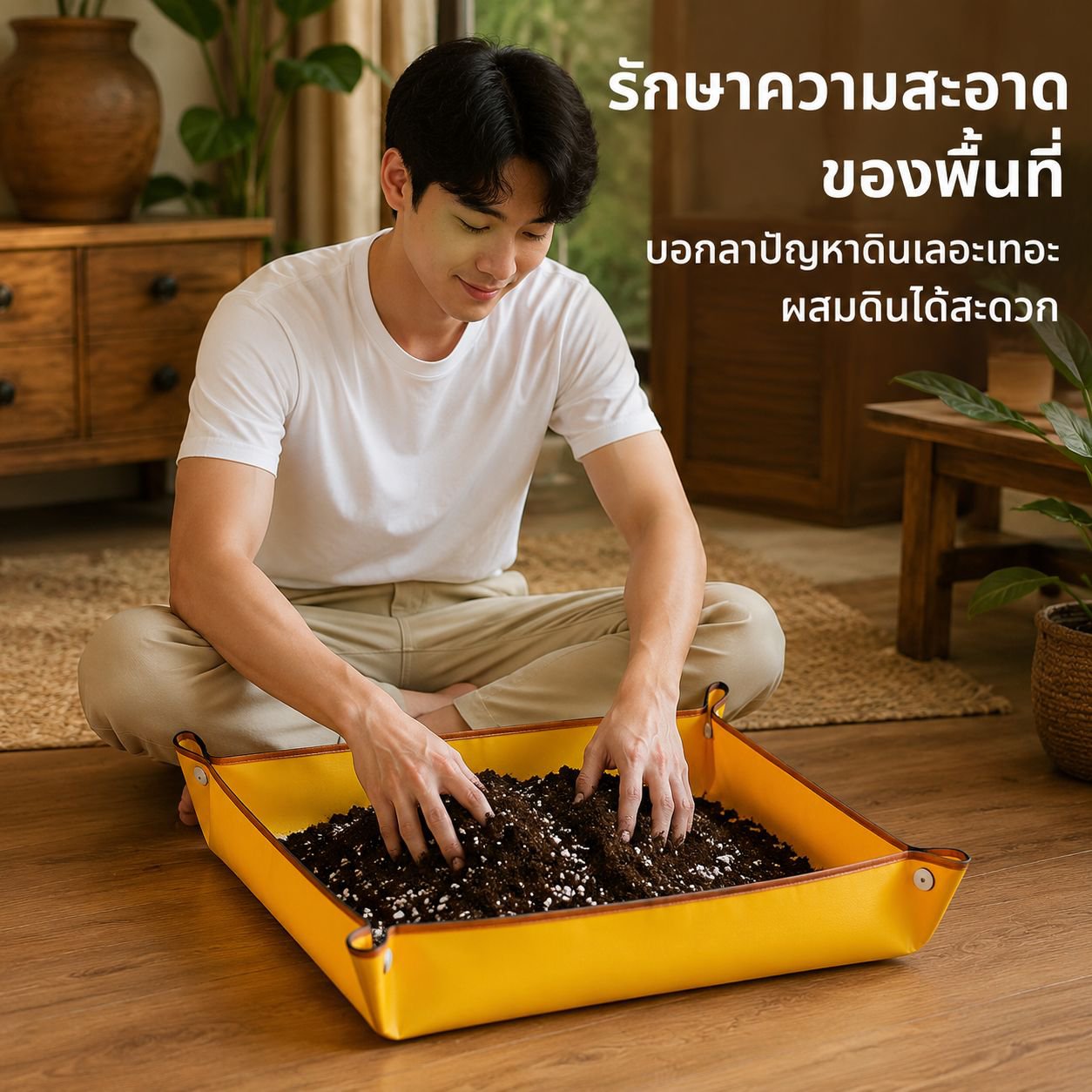แผ่นรองปลูกต้นไม้, แผ่นรองดิน, อุปกรณ์สำหรับพืชอวบน้ำ, การเปลี่ยนกระถางต้นไม้, การผสมดิน