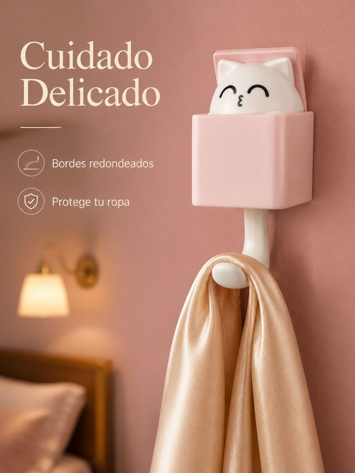 Juego de 4 ganchos retráctiles con diseño de gato