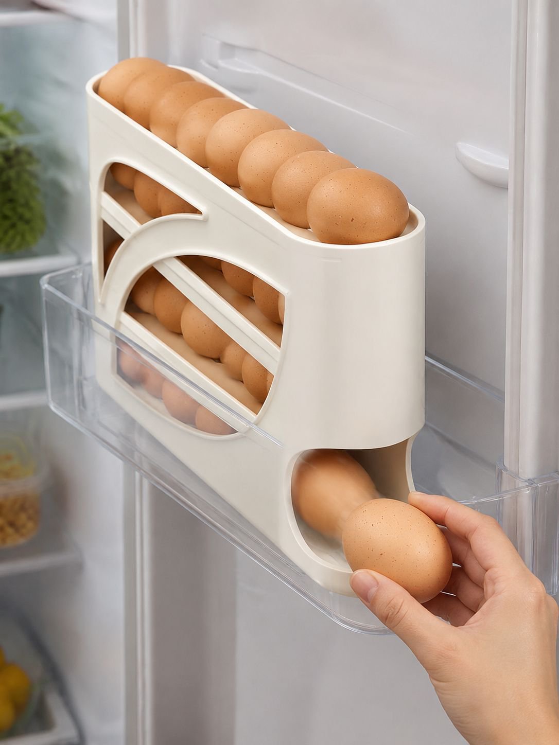 Platzsparende Eieraufbewahrung im Kühlschrank