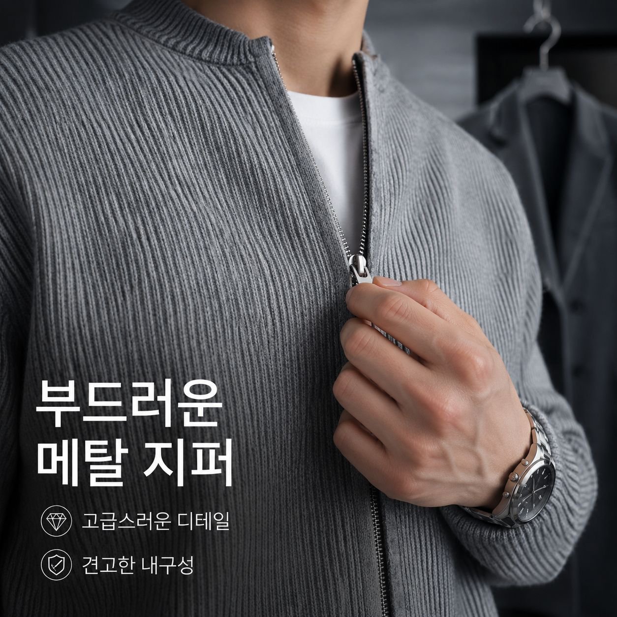 남성용 단색 니트 가디건