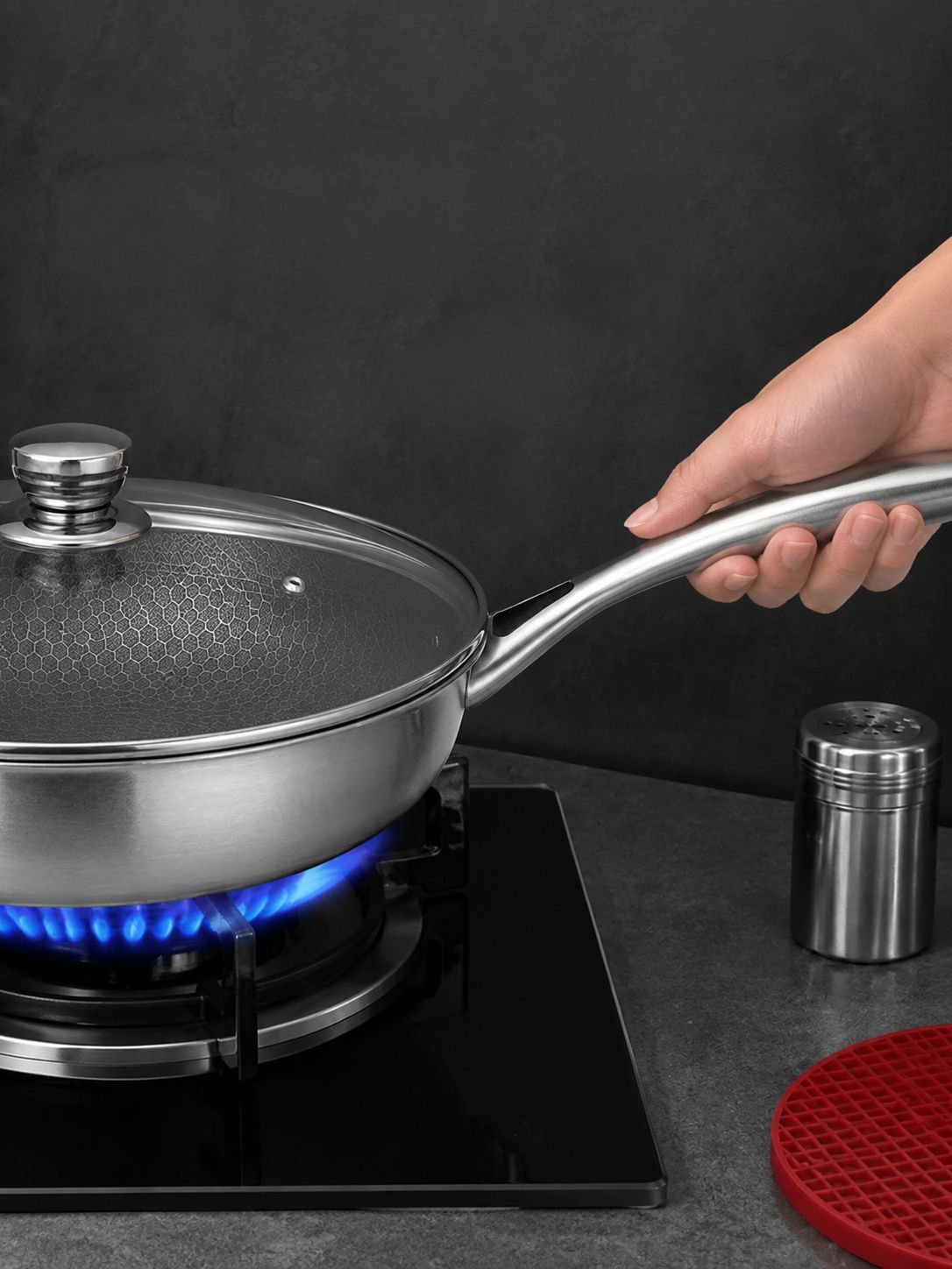 Sartén resistente y segura para freír alimentos