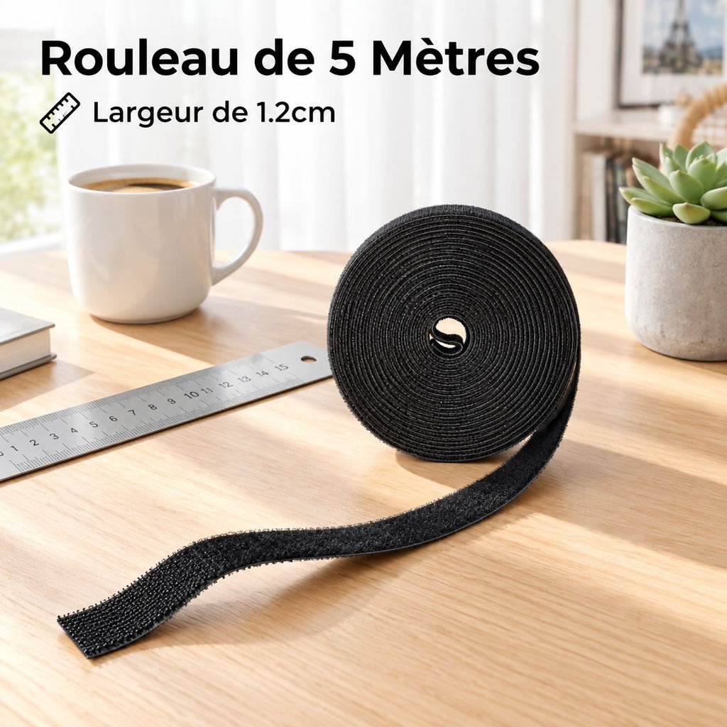 Sangles Serre-Câbles Auto-Agrippantes Attaches Câbles Réutilisables pour Bureau PC