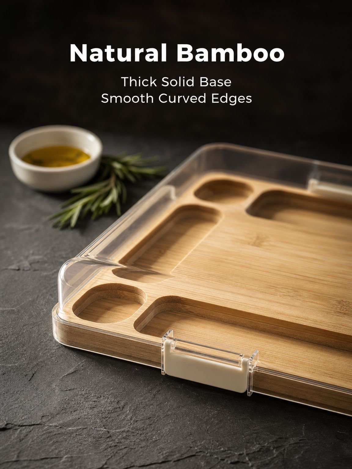 Bamboo divided cooked food tray