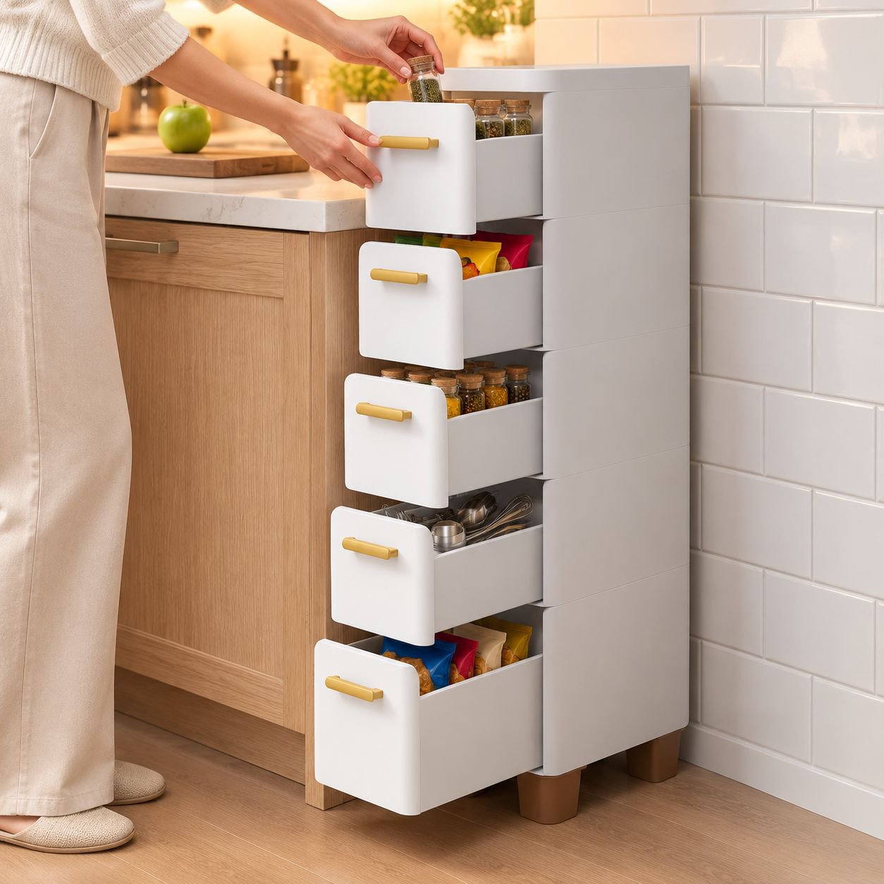 Household Multi-layer Narrow Gap Drawer Organizer Cabinet