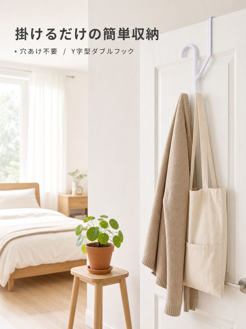 穴開け不要 多機能ドア掛けフック
