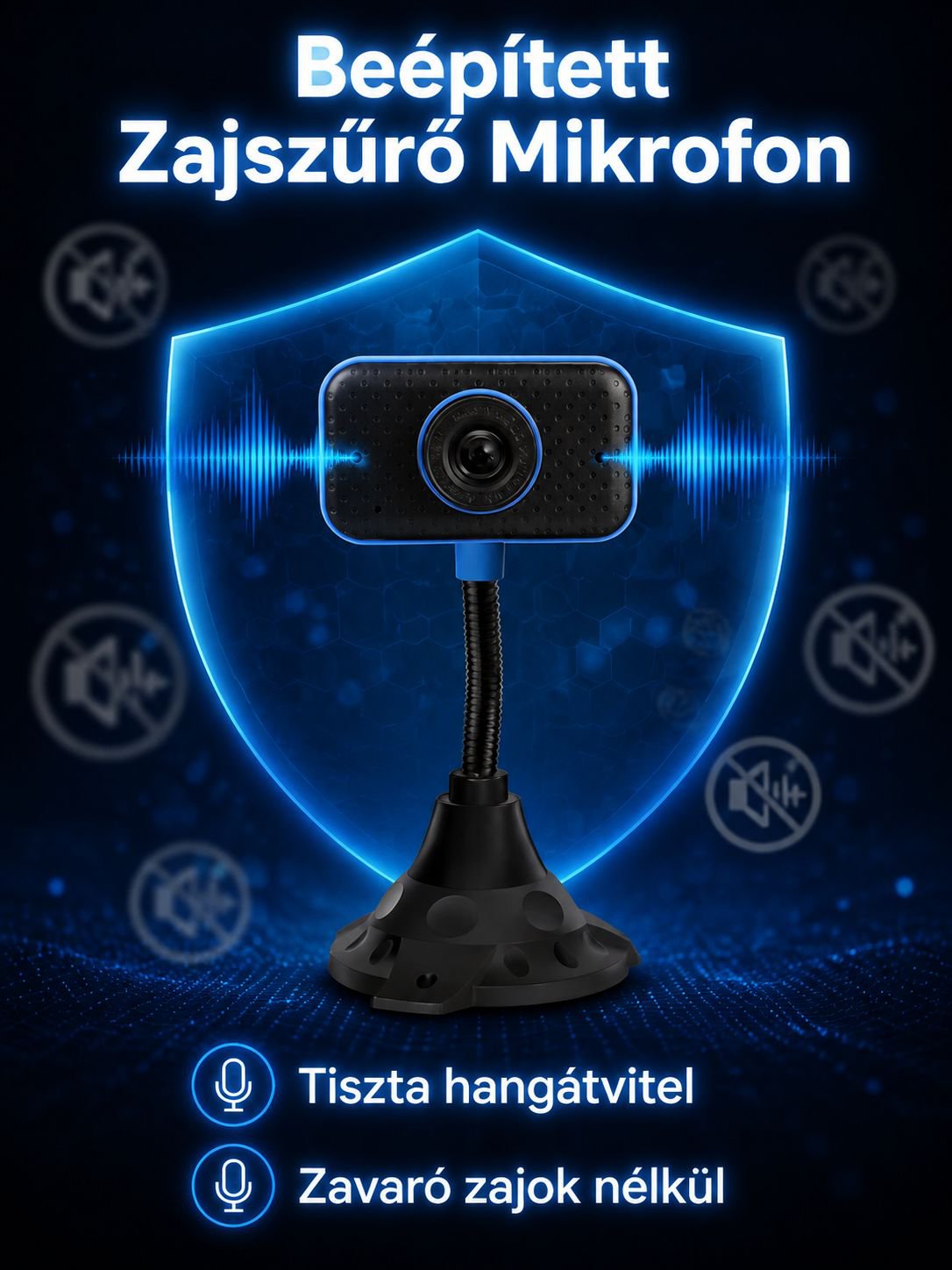 HD USB webkamera számítógéphez, online órákhoz, élő közvetítéshez és konferenciákhoz