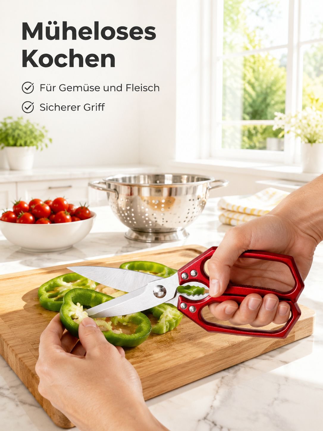 Verstärkte Küchenschere mit großem Kopf