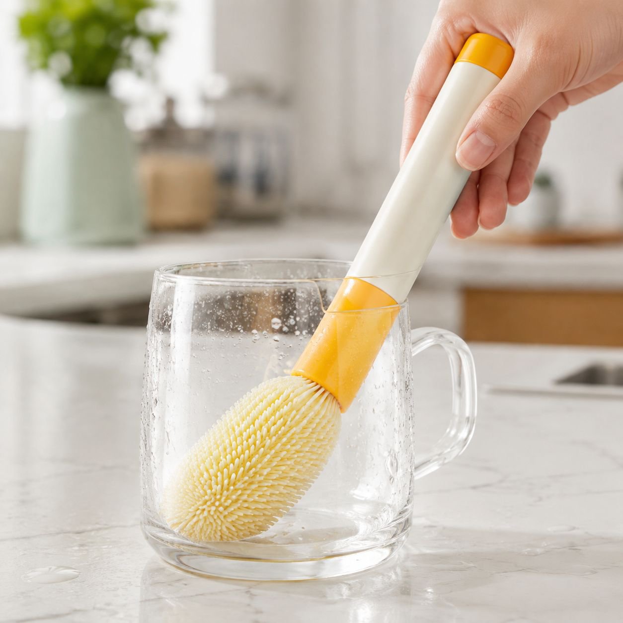 Multifunctional cleaning tool for bottles, cups, and mugs