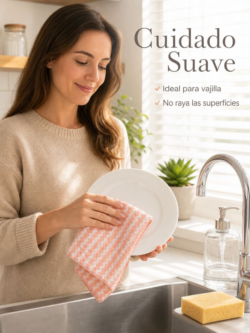 Paño de limpieza de felpa coralina gruesa con ondas de agua