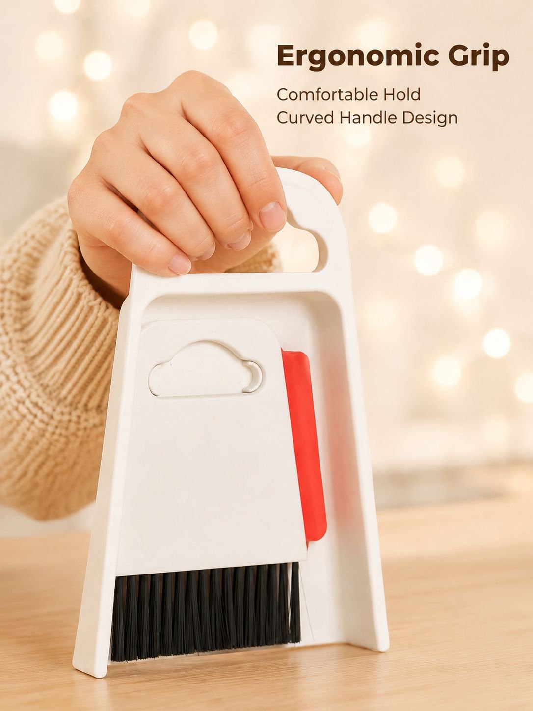 Desktop mini cleaning tool set, includes small broom, dustpan, and cleaning shovel