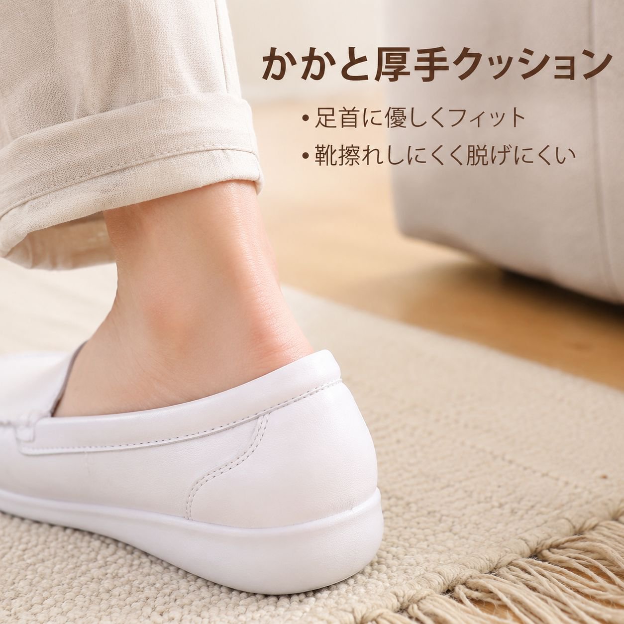 ママ向けソフトレザーぺたんこシューズ