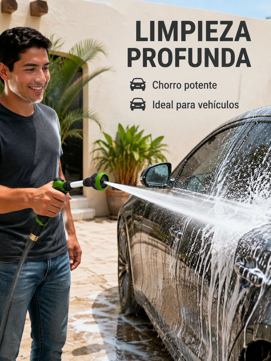Pistola de riego multifuncional con boquilla ajustable