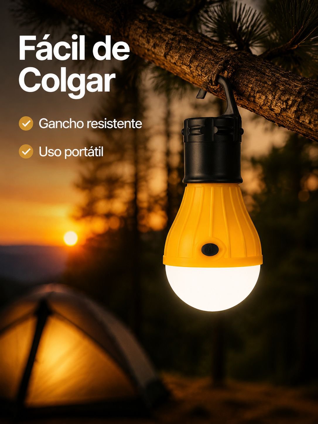 Lámpara colgante para tienda de campaña exterior