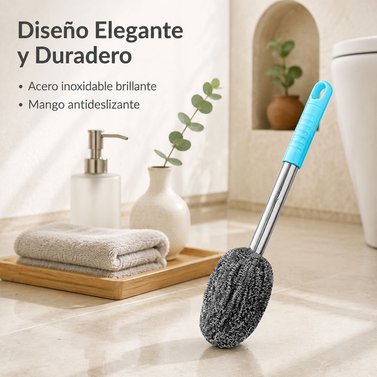 Cepillo de inodoro de alambre de acero seguro para las manos