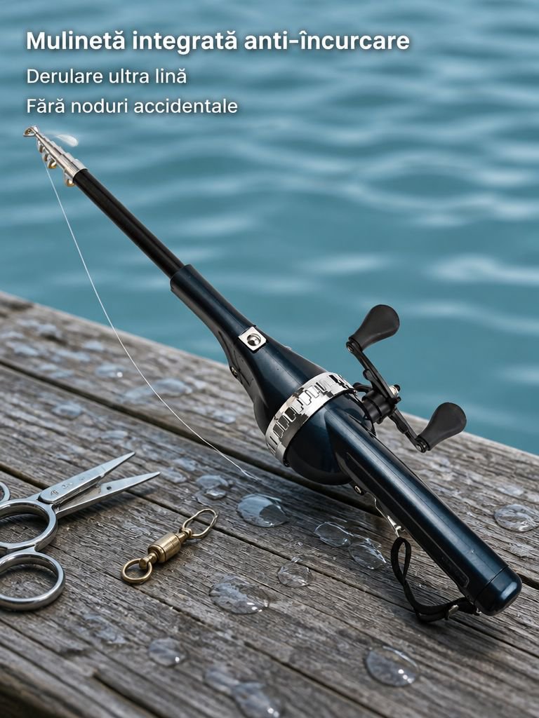 Set de pescuit cu undiță telescopică pliabilă, 21 de piese, cu protecție împotriva exploziilor