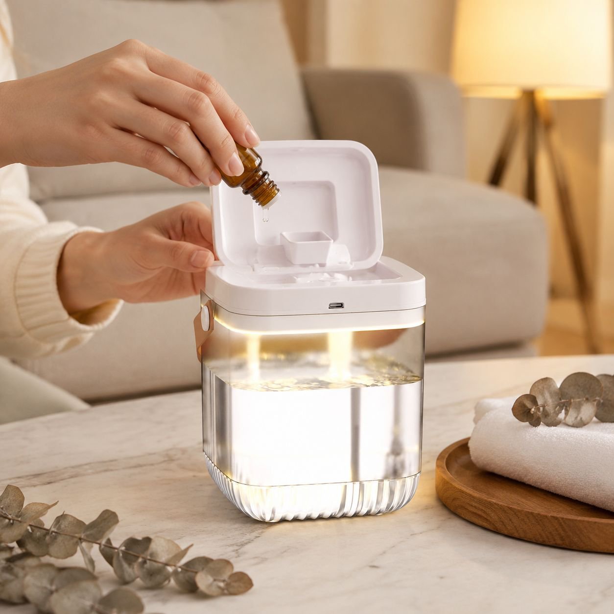 Humidificador inteligente de aroma para dormitorio, escritorio de oficina, alimentación USB