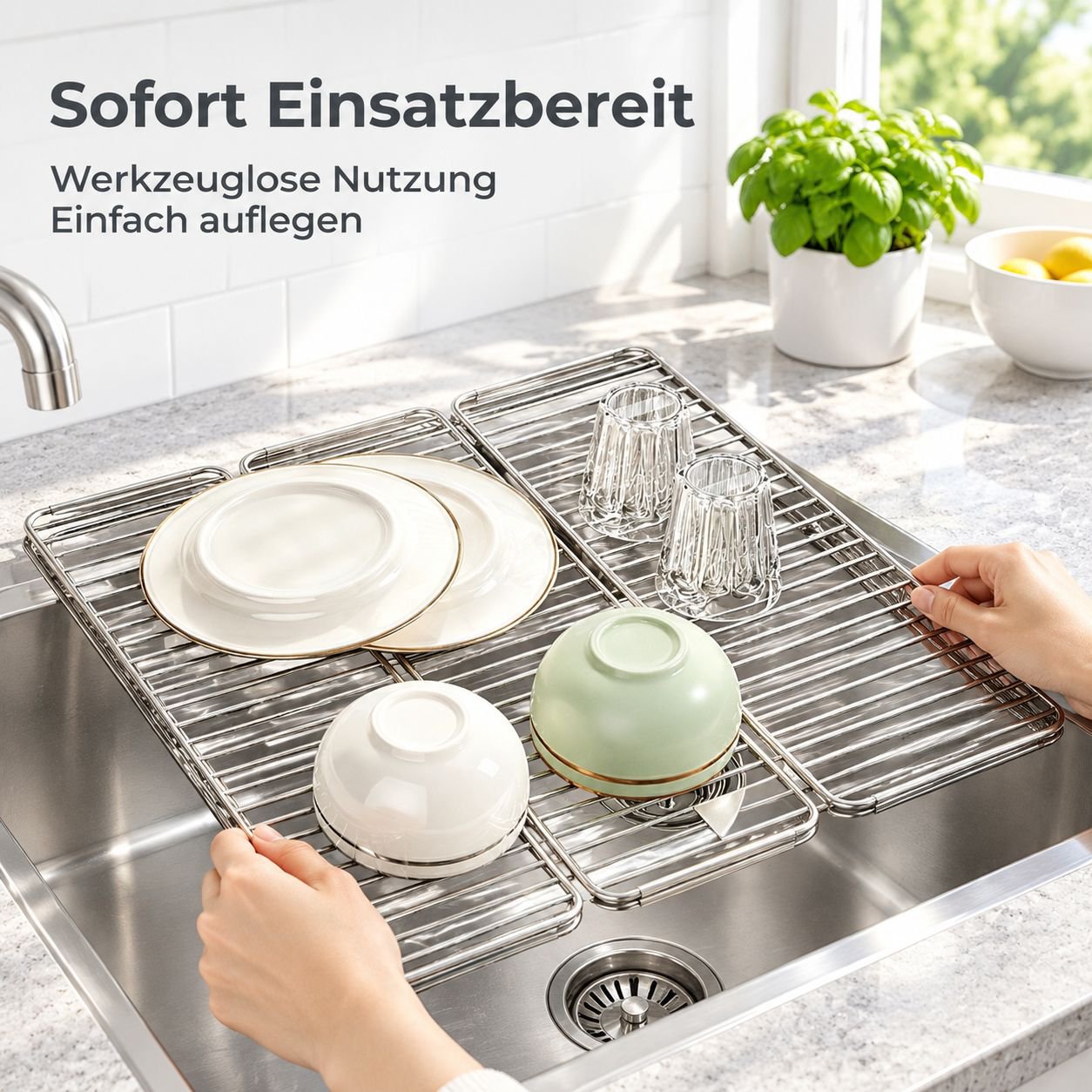 Robustes Edelstahl-Abtropfgestell für den täglichen Gebrauch an der Spüle