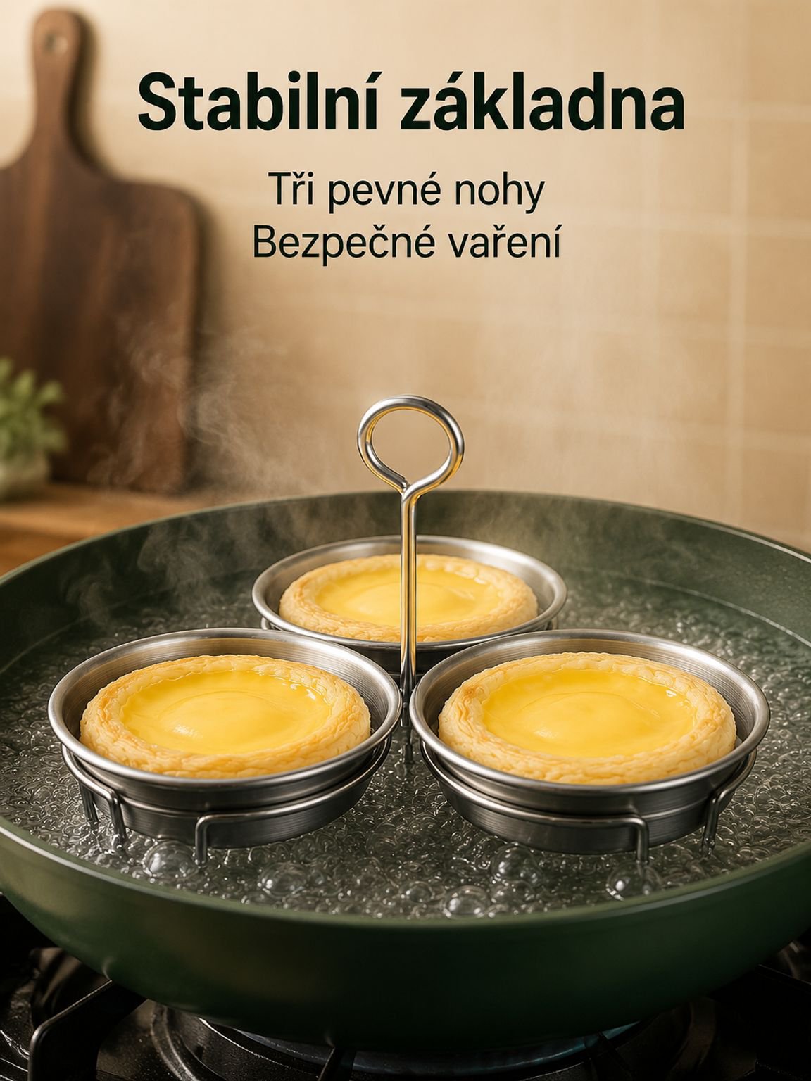 Třív&nbsp;jednom nerezový napařovač vajec