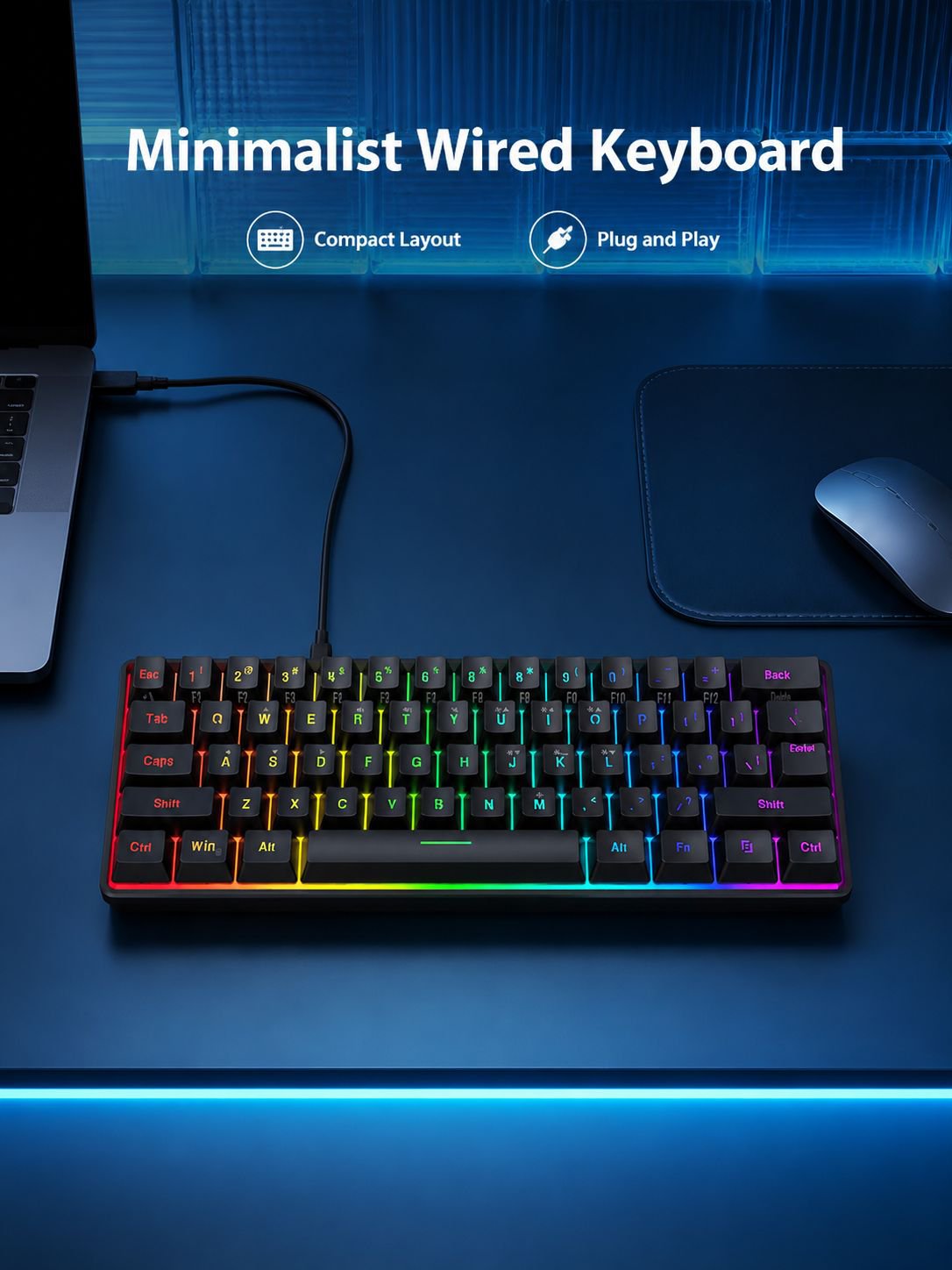 Portable Wired Keyboard