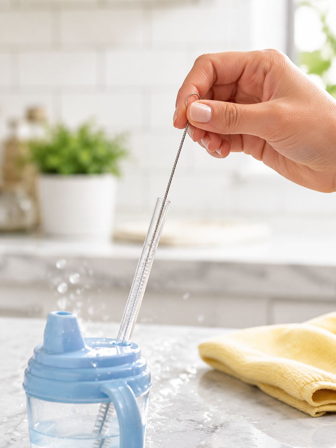 Cepillo de silicona suave para tetinas de bebé