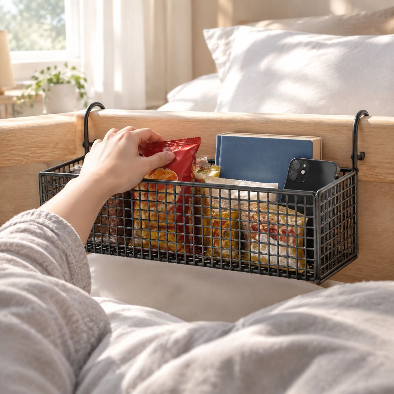 Bedside Organizer Rack, No-Drill Installation