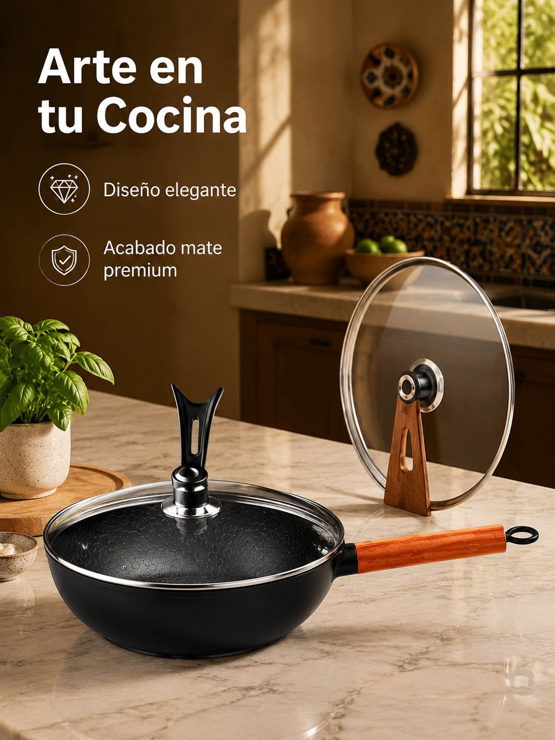 Sartén Antiadherente con Textura de Martillo