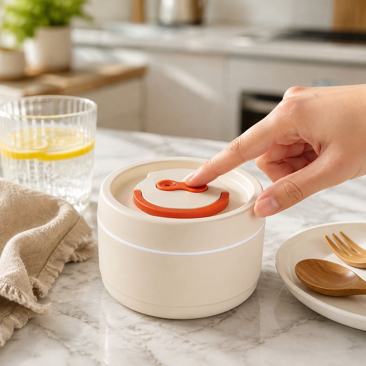 Modern white design thermal lunch box for adults