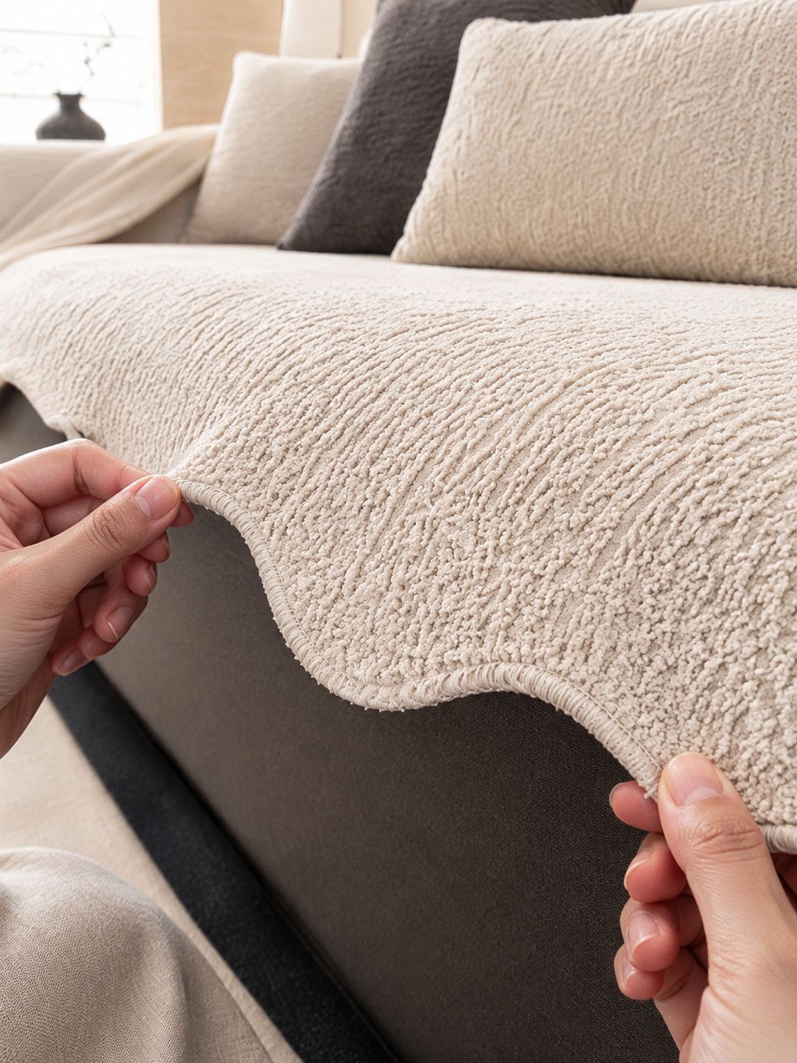 Coussin de canapé à texture douce et design Wabi-Sabi minimaliste