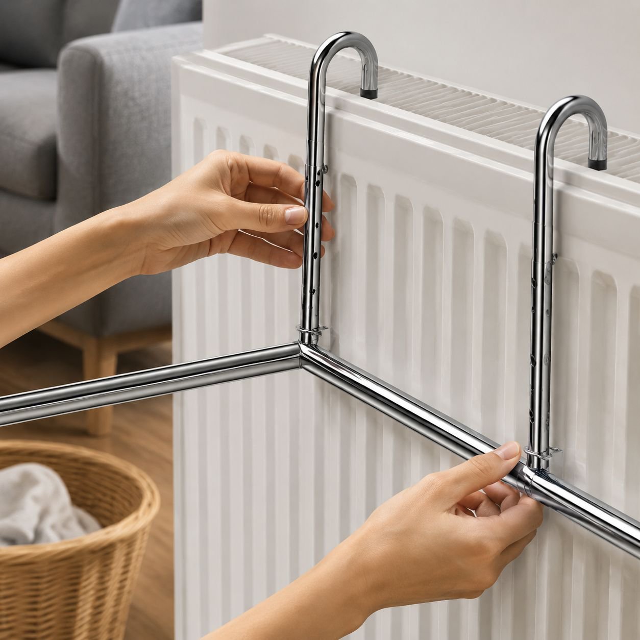 Adjustable stainless steel hanging rack for clothes
