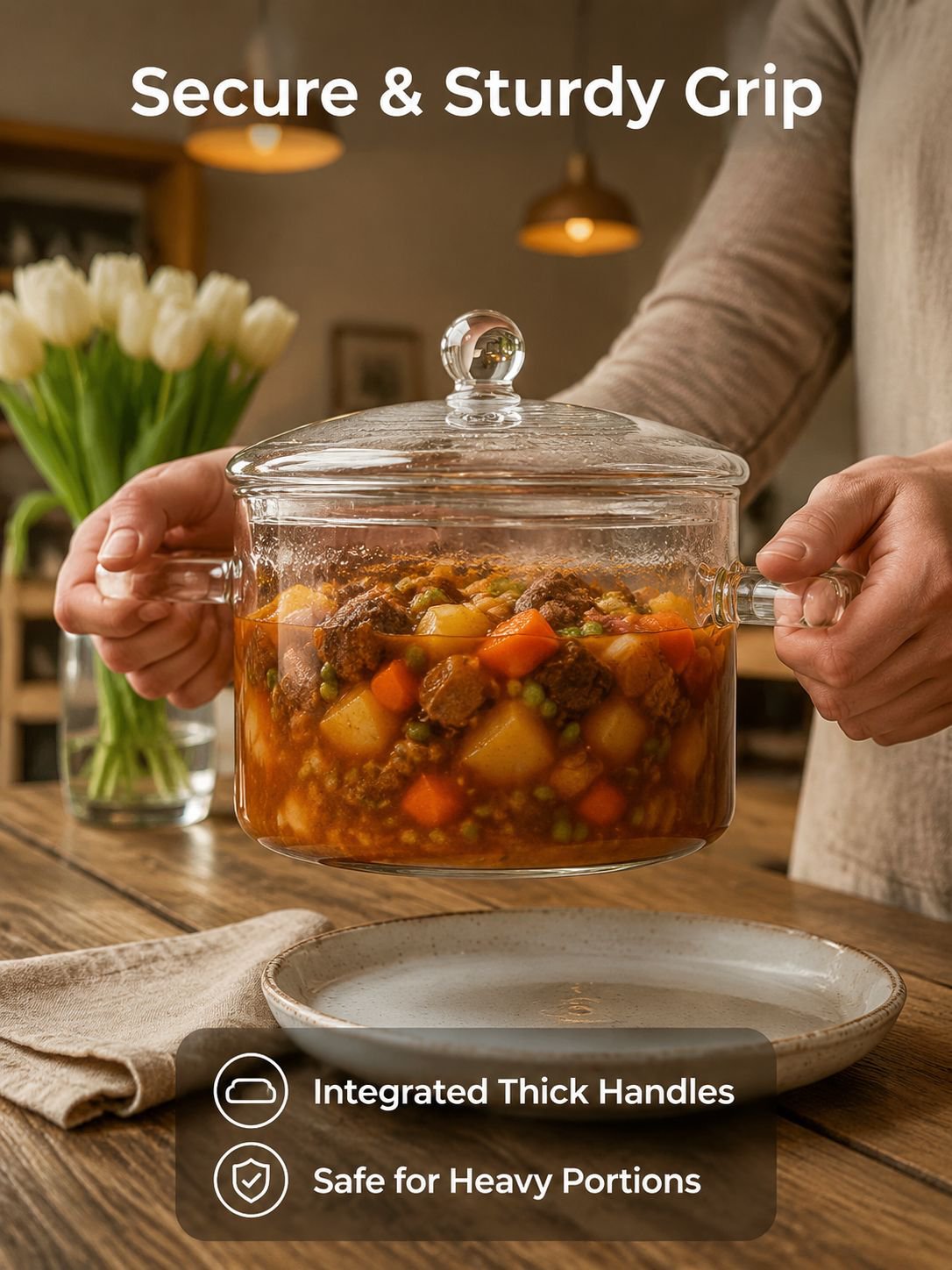 Family soup pot with lid