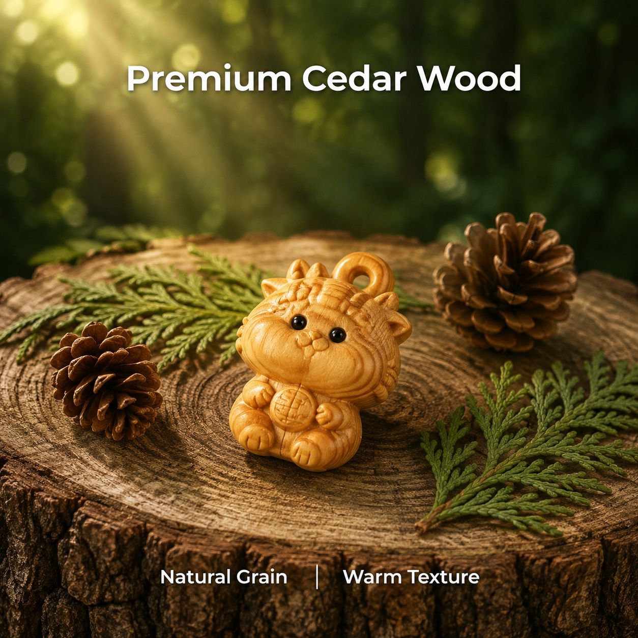 12 Zodiac Signs Cedar Wood Car Carving Decoration